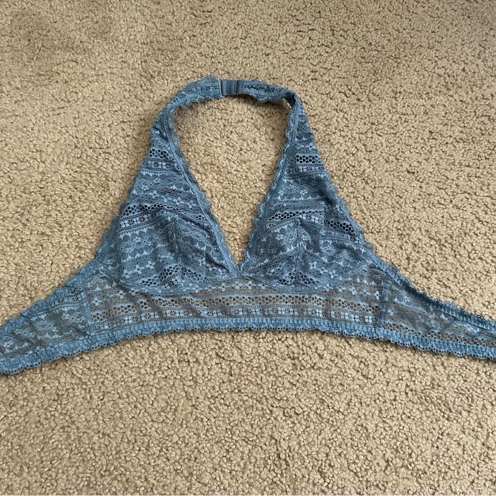 Blue Lace Halter Bralette L